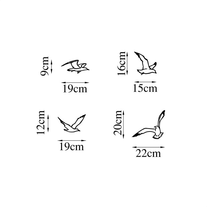 Wallity Birds Sorty - 443 Escultura de Pared de Metal Negra